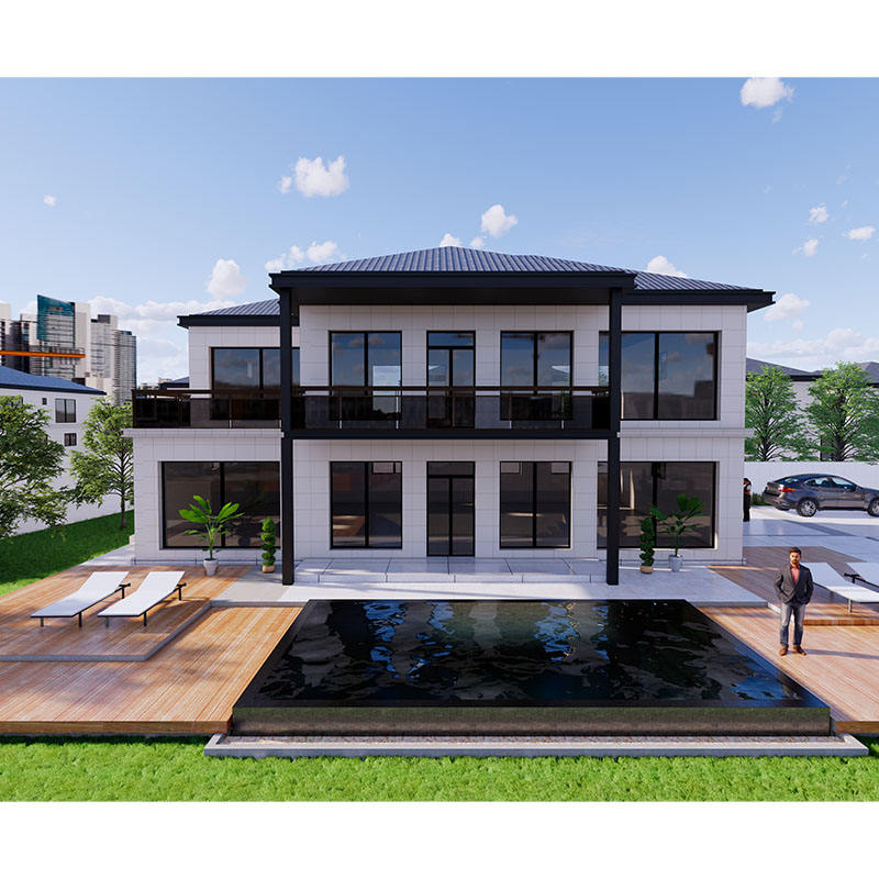 China Luxury Prefabricated Modular Residential Sandwich Panel Traditional Design Villa House 3 Bedrooms Living Room
